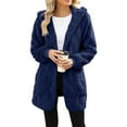 thumbnail image 1 of DHFJKG Women’s Open Front Fuzzy Cardigan Solid Color Plaid Casual Hooded Mid-Long Jacket Long Sleeve For Autumn Winter Cozy Coats, 1 of 4