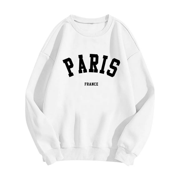 DHFJKG Women's Oversized Pullover Letter Printed Long Sleeve Round Neck Hoodless Tops Leisure Sweatshirt