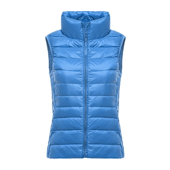 DHFJKG Women's Padded Vest Coat Lightweight Solid Color Stand Collar Zipper Slim Fit Sleeveless Jacket Stylish Coats