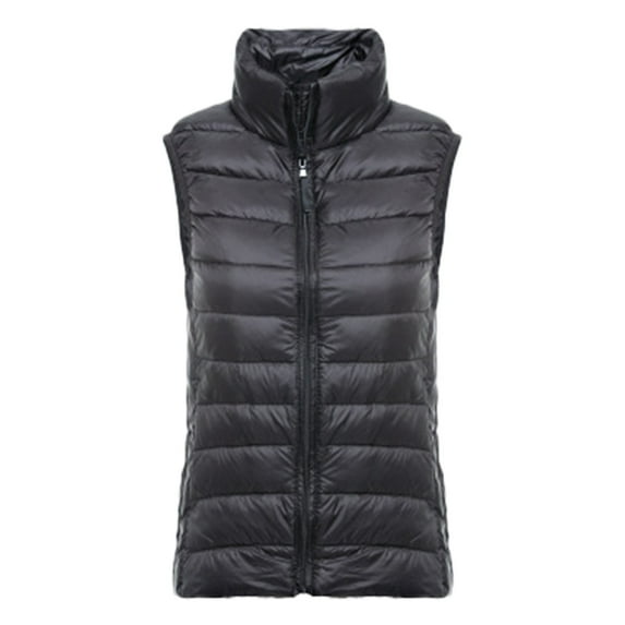 DHFJKG Women's Padded Vest Coat Lightweight Solid Color Stand Collar Zipper Slim Fit Sleeveless Jacket Trendy Jackets