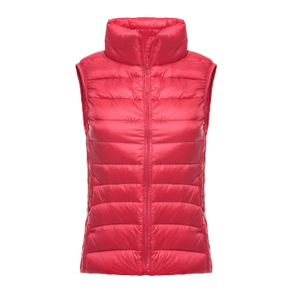DHFJKG Women's Padded Vest Coat Lightweight Solid Color Stand Collar Zipper Slim Fit Sleeveless Jacket Trendy Jackets
