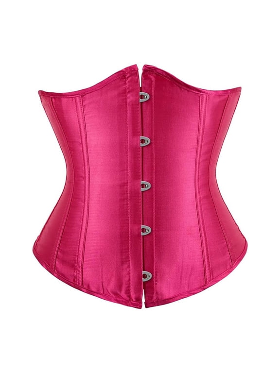 Women's Satin Underbust Corset Tops Renaissance Pirate Waist Cincher