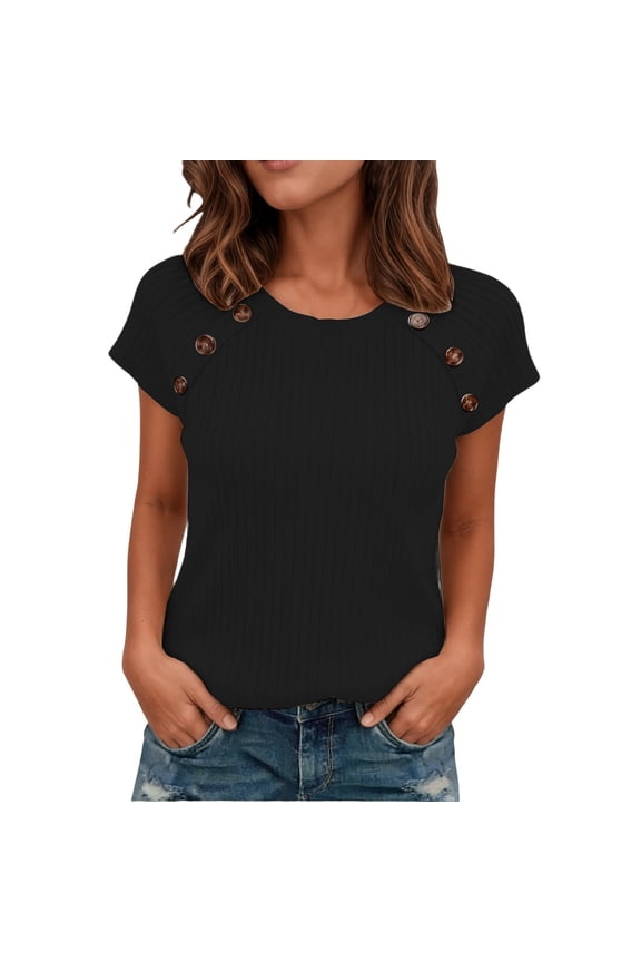 Women's Short Sleeve Shirts Business Casual Blouses Dressy Work Tunic Top 2026 Spring Summer Fashion Clothes Versatile Tops