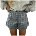 thumbnail image 1 of DHFJKG Women's Shorts Summer Casual Beach Bottoms High Waisted Plaid Side Button Elastic Waist Loose Fit Loungewear Shorts Stylish Trousers, 1 of 8