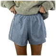 thumbnail image 1 of DHFJKG Women's Shorts Summer Casual Beach Bottoms High Waisted Plaid Side Button Elastic Waist Loose Fit Loungewear Shorts Trendy Trousers, 1 of 8