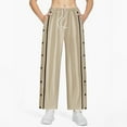 thumbnail image 1 of DHFJKG Women's Side Striped Buttons Pants Wide Leg Casual Pants With Pockets And Drawstring For Exercise Stylish Trousers, 1 of 7