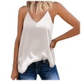 thumbnail image 1 of DHFJKG Women's Silk Satin Tank Top V Neck Adjustable Spaghetti Strap Loose Fit Flowy Summer Basic Shirts Comfortable Tops, 1 of 5