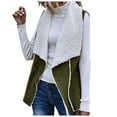 thumbnail image 1 of DHFJKG Women's Suede Vest With Wool Fuzzy Lining Casual Open Front Lapel Sleeveless Vest Jacket Coat Soft Outerwear, 1 of 5