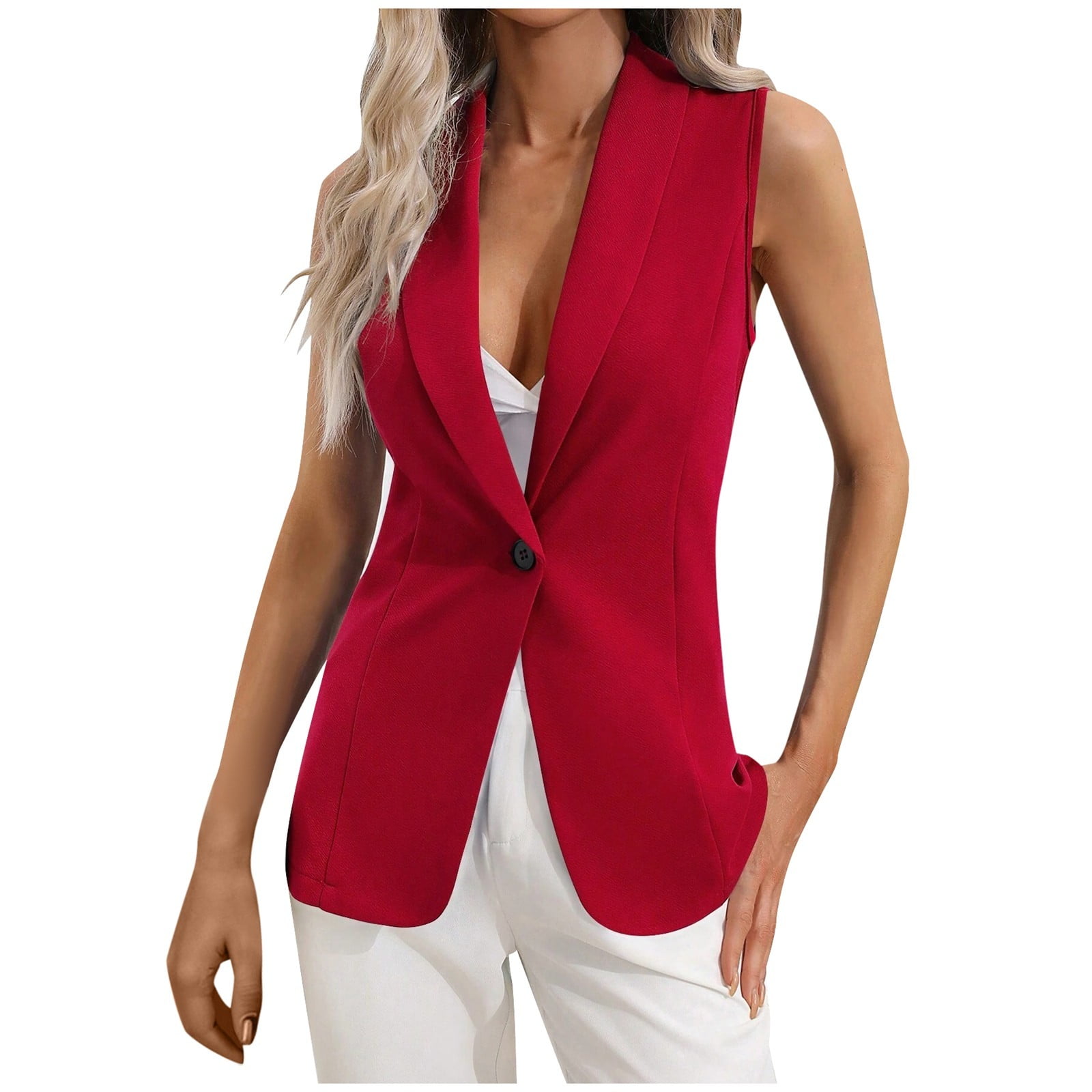 DHFJKG Women's Suit Vest Top Dressy Casual Button Up Wasitcoat Fromal ...