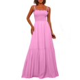 thumbnail image 1 of DHFJKG Women's Summer Dress Smocked Cami Spaghetti Strap A Line Maxi Dress Fashion Beach Vacation Clothes Soft Dresses, 1 of 5