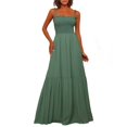 thumbnail image 1 of DHFJKG Women's Summer Dress Smocked Cami Spaghetti Strap A Line Maxi Dress Fashion Beach Vacation Clothes Stylish Dresses, 1 of 6