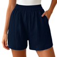 thumbnail image 1 of DHFJKG Women's Summer Linen Shorts Loose Fit Straight Leg Casual High Rise Sports Elastic Waist Shorts With Pockets Solid Color Soft Bottoms, 1 of 5