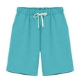 thumbnail image 1 of DHFJKG Women's Sweat Shorts Knee Length Solid Color High Waisted Casual Drawstring Sports Straight Leg Shorts With Pockets Stylish Bottoms, 1 of 4