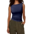 thumbnail image 1 of DHFJKG Women's Tank Top Solid Color Boat Neck Fashion Slim Fit Camisole Shirts Workout Yoga Gym Clothes Stylish Tops, 1 of 4