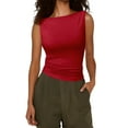 thumbnail image 1 of DHFJKG Women's Tank Top Solid Color Boat Neck Fashion Slim Fit Camisole Shirts Workout Yoga Gym Clothes Trendy Tops, 1 of 4