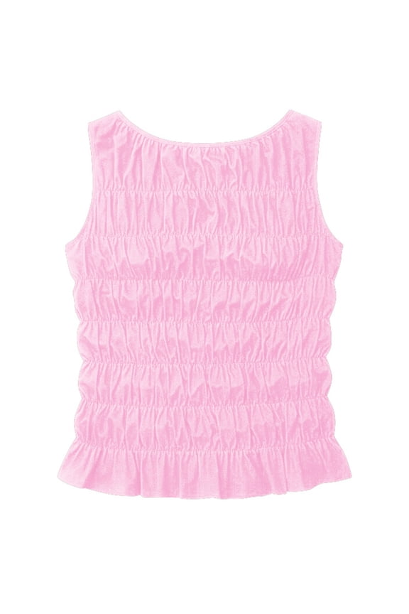 Women's Tank Tops Sleeveless Crew Neck Casual Solid Color Ruched Summer Basic Tee Breathable Cami Shirt Comfy Top