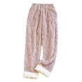 thumbnail image 1 of DHFJKG Women's Thick Fuzzy Pajamas Pants Floral Jacquard Loose Fit Elastic Waist Warm Pants With Pockets Homewear Comfort Trousers, 1 of 6