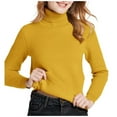 thumbnail image 1 of DHFJKG Women's Thick Turtleneck Sweaters Fuzzy Lining Slim Fit Solid Color Long Sleeve Knitwear Baselayer Top With Ribbing Edge For Autumn Winter Comfort Jumper Tops, 1 of 4