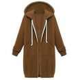 thumbnail image 1 of DHFJKG Women's Thickened Hoodies Coat Solid Color Loose Fit Hooded Drawstring Fashion Long Sleeve Knee-Length Top Stylish Coats, 1 of 3