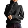 thumbnail image 1 of DHFJKG Women's Turtleneck Base Layer Sweater Fall Winter Loose Fit Long Sleeve Jacquard Knitted Trendy Pullover Soft Jumper Tops, 1 of 4