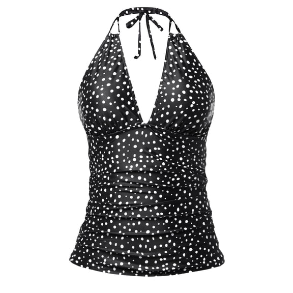 DHFJKG Women's V Neck Halter Tops Y2k Ruched Floral Summer Going Out Cami Swim Tops Casual Beachwear