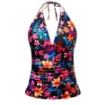 thumbnail image 1 of DHFJKG Women's V Neck Halter Tops Y2k Ruched Floral Summer Going Out Cami Swim Tops Casual Beachwear, 1 of 2