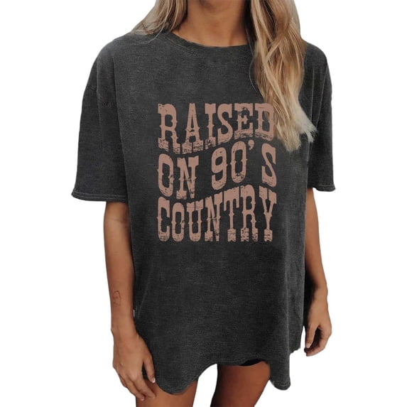 DHFJKG Women’s Vintage Graphic T Shirt Oversized Drop Shoulder Short Sleeve Casual Tee Letter Printed Round Neck Boyfriend Style Streetwear Versatile Tops