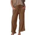 thumbnail image 1 of DHFJKG Women's Wide Leg Pants Casual Summer 2026 Solid Color Loose Fit Drawstring Sweat Pants With Pockets Trendy Trousers, 1 of 3