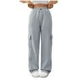 thumbnail image 1 of DHFJKG Women's Wide Leg Sweatpants With Multi Side Pockets Loose Fit Elastic Drawstring Solid Color Sports Casual Pants For Commuting Running Soft Stylish Trousers, 1 of 9