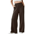 thumbnail image 1 of DHFJKG Women's Wide Leg Sweatpants Soft Solid Color Elastic High Waisted Long Pants Casual Loose Fit Yoga Pants With Large Pockets For Commuting Classic Trousers, 1 of 9