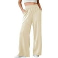 thumbnail image 1 of DHFJKG Women's Wide Leg Sweatpants Soft Solid Color Elastic High Waisted Long Pants Casual Loose Fit Yoga Pants With Large Pockets For Commuting Versatile Trousers, 1 of 9