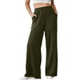 thumbnail image 1 of DHFJKG Women's Wide Leg Sweatpants Soft Solid Color Elastic High Waisted Long Pants Casual Loose Fit Yoga Pants With Large Pockets For Commuting Versatile Trousers, 1 of 8