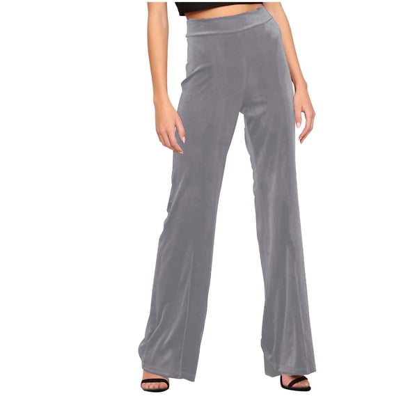 DHFJKG Women's Wide Leg Velet Pants High Waist Loose Fit Solid Color Autumn Winter Fuzzy Casual Pants For Commuting Soft Trendy Trousers