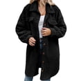 thumbnail image 1 of DHFJKG Women's Winter Teddy Long Jacket Windproof Button-Down Solid Color Long Sleeve Turndown Collar Knee-Length Fuzzy Coat Thickened Soft Outerwear, 1 of 5