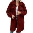 thumbnail image 1 of DHFJKG Women's Winter Teddy Long Jacket Windproof Button-Down Solid Color Long Sleeve Turndown Collar Knee-Length Fuzzy Coat Thickened Versatile Outerwear, 1 of 5