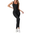 thumbnail image 1 of DHFJKG Women's Workout Seamless Jumpsuit Yoga Ribbed Fitness One Piece Tank Top Leggings Romper Sleeveless Square Neck Gym Sportswear Soft Onesie, 1 of 4