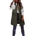 thumbnail image 1 of DHFJKG Women's Zipper Down Vest Solid Color Slim-Fit Sleeveless Round Neck Lightweight Down Coat Gilet Quilted Jacket Outdoor Winter Above Knee Vest With Pockets Classic Jackets, 1 of 6