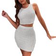 thumbnail image 1 of DHFJKG Womens 2 Piece Outfits Sleeveless Crew Neck Crop Tank Top Slim Fit Mini Bodycon Summer Sexy Skirt Sets Versatile Outfit, 1 of 7