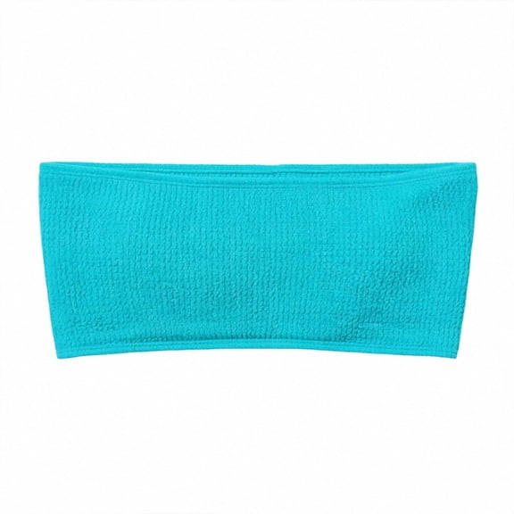 DHFJKG Womens Bikini Bandeau Top Solid Color Textured Swimwear Tube Top Sexy Bathing Suit Soft Beachwear