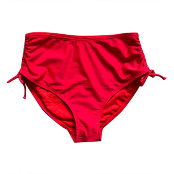 DHFJKG Womens Bikini Bottoms Mid Rise Side Drawstring Sexy Ruched Full Coverage Swim Briefs Versatile Beachwear