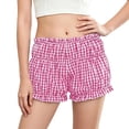 thumbnail image 1 of DHFJKG Womens Bloomers Shorts Plaid Low Rise Casual Elastic Waist Cute Summer Beach Shorts Stylish Bottoms, 1 of 4