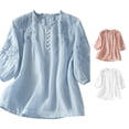 thumbnail image 1 of DHFJKG Womens Boho Tops Floral Embroidery Half Sleeve V Neck Loose Fit T Shirt Summer Beach Vacation Clothes Soft Top, 1 of 4