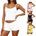 thumbnail image 1 of DHFJKG Womens Cami Pajama Set Lace Spaghetti Strap Slim Fit Crop Camisole Summer Sleepwear 2 Piece Pjs Shorts Loungewear, 1 of 5