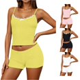 thumbnail image 1 of DHFJKG Womens Cami Pajama Set Lace Spaghetti Strap Slim Fit Crop Camisole Summer Sleepwear 2 Piece Pjs Shorts Loungewear, 1 of 5