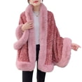thumbnail image 1 of DHFJKG Womens Cardigan Sparkly Sequin Shawl Cape Thermal Fuzzy Lining Open Front Wrap Jackets Winter Insulated Stylish Outerwear, 1 of 3