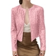 thumbnail image 1 of DHFJKG Womens Cardigan Sparkly Sequined Cardigan Open Front Glitter Solid Color Long Sleeve Cropped Jacket Carnival Stylish Outerwear, 1 of 5