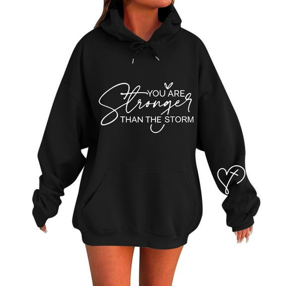 DHFJKG Womens Casual Hoodies Long Sleeve Fashion Letter Printed Loose Fit Comfortable Soft Sweatshirts For Daily Wear Women Trendy Graphic Sweatshirt