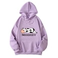 thumbnail image 1 of DHFJKG Womens Casual Hoodies Oversized Loose Fit Fashion Cow Printed Round Neck Long Sleeve Sweatshirts For Everyday Wear Women Trendy Graphic Sweatshirt, 1 of 3