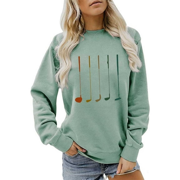 DHFJKG Womens Casual Sweatshirts Funny Golfing Lover Fashion Printed Long Sleeve Comfortable Pullover Women Trendy Graphic Sweatshirt