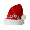 thumbnail image 1 of DHFJKG Womens Christmas Santa Fuzzy Pom Hat With Sparkly Crown Appliques For Festive Holiday Party Supplies Cozy Hats, 1 of 3